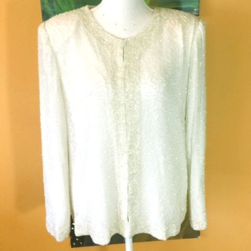 Laurence Kazar New York XL Silk Beaded Jacket WoW!